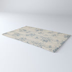 Rustic vintage bohemian blue white stripes elegant floral Rug Gallery Image 3