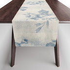 Rustic vintage bohemian blue white stripes elegant floral Table Runner Gallery Image 1