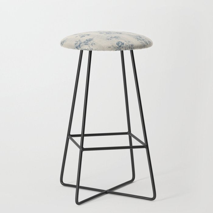Rustic vintage bohemian blue white stripes elegant floral Stool Gallery Image 1