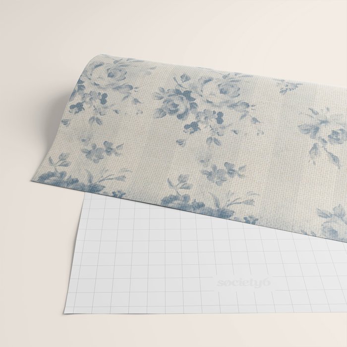Rustic vintage bohemian blue white stripes elegant floral Wrapping Paper Gallery Image 2