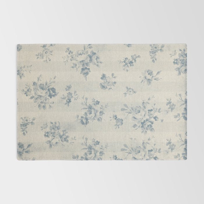 Rustic vintage bohemian blue white stripes elegant floral Rug Gallery Image 2