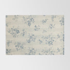 Rustic vintage bohemian blue white stripes elegant floral Rug Gallery Image 2