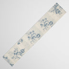 Rustic vintage bohemian blue white stripes elegant floral Table Runner Gallery Image 3
