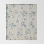 Rustic vintage bohemian blue white stripes elegant floral Throw Blanket Gallery Image 2