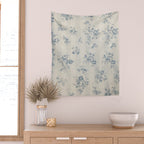 Rustic vintage bohemian blue white stripes elegant floral Wall Tapestry Gallery Image 2