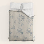 Rustic vintage bohemian blue white stripes elegant floral Duvet Cover Gallery Image 6