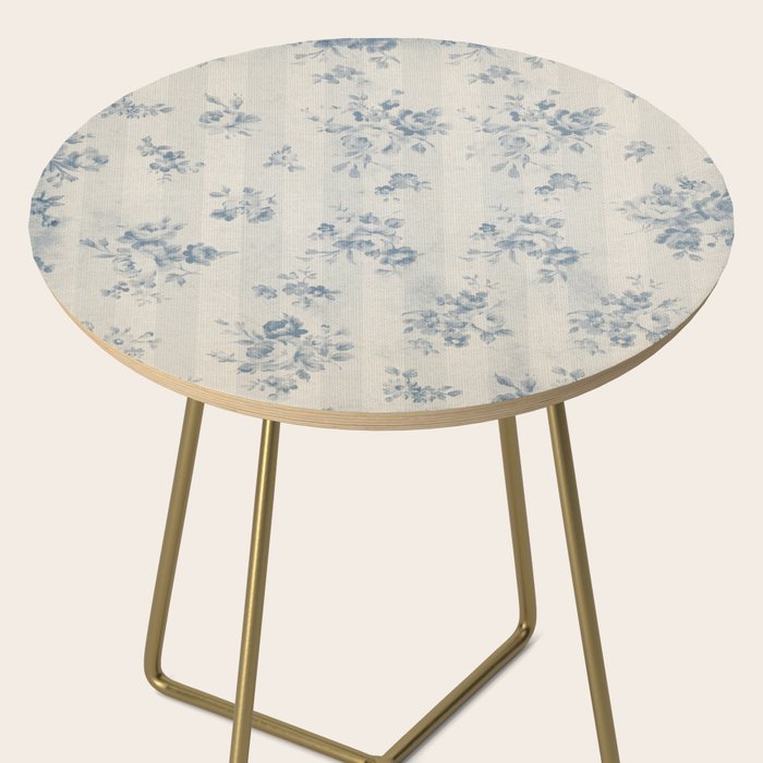 Rustic vintage bohemian blue white stripes elegant floral Side Table Gallery Image 2