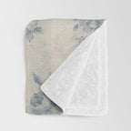 Rustic vintage bohemian blue white stripes elegant floral Throw Blanket Gallery Image 3