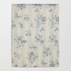 Rustic vintage bohemian blue white stripes elegant floral Poster Gallery Image 4