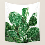 Velvet Cactus | Watercolor Botanical Plants | Minimal Boho Scandinavian Painting Wall Tapestry Gallery Image 4