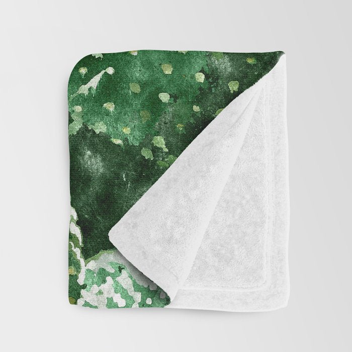 Velvet Cactus | Watercolor Botanical Plants | Minimal Boho Scandinavian Painting Throw Blanket Gallery Image 3