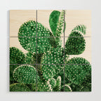 Velvet Cactus | Watercolor Botanical Plants | Minimal Boho Scandinavian Painting Wood Wall Art Gallery Image 1