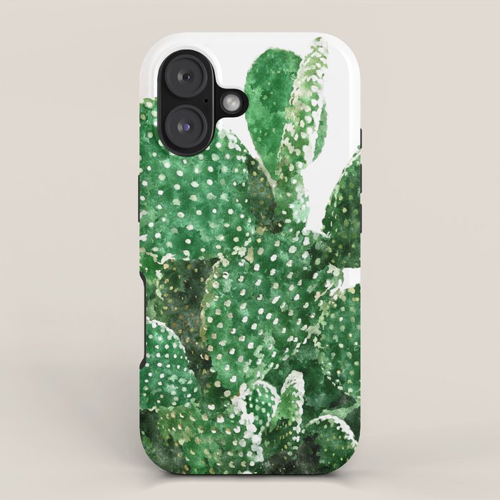 Velvet Cactus | Watercolor Botanical Plants | Minimal Boho Scandinavian Painting iPhone Case Gallery Image 1