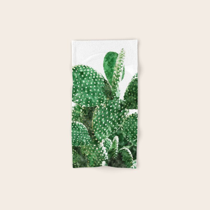 Velvet Cactus | Watercolor Botanical Plants | Minimal Boho Scandinavian Painting Bath Towel Gallery Image 1