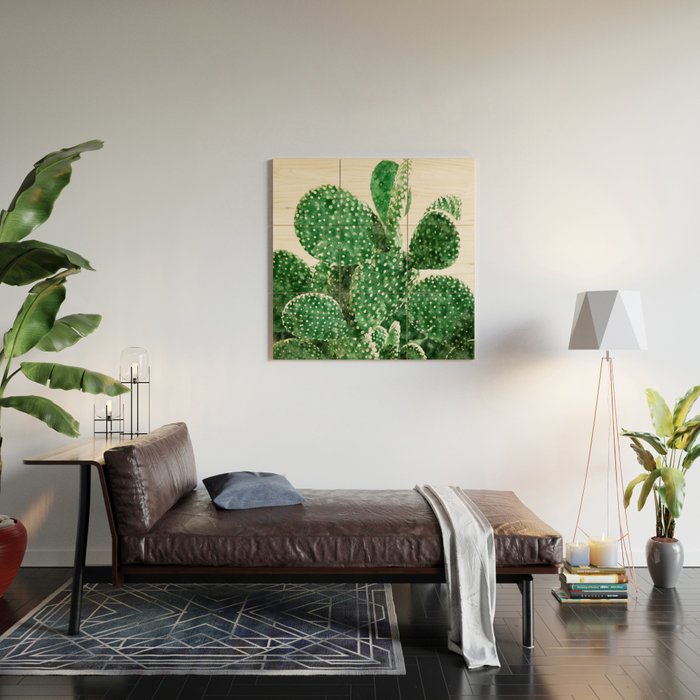 Velvet Cactus | Watercolor Botanical Plants | Minimal Boho Scandinavian Painting Wood Wall Art Gallery Image 2