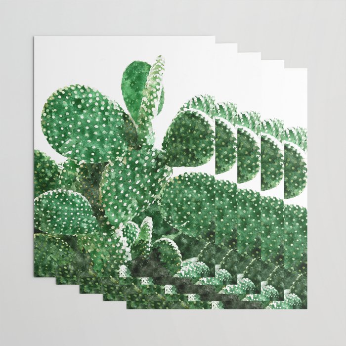 Velvet Cactus | Watercolor Botanical Plants | Minimal Boho Scandinavian Painting Wrapping Paper Gallery Image 3