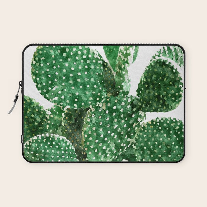 Velvet Cactus | Watercolor Botanical Plants | Minimal Boho Scandinavian Painting Laptop Sleeve Gallery Image 1