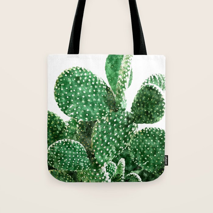 Velvet Cactus | Watercolor Botanical Plants | Minimal Boho Scandinavian Painting Tote Bag Gallery Image 1