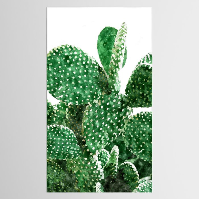 Velvet Cactus | Watercolor Botanical Plants | Minimal Boho Scandinavian Painting Tablecloth Gallery Image 2
