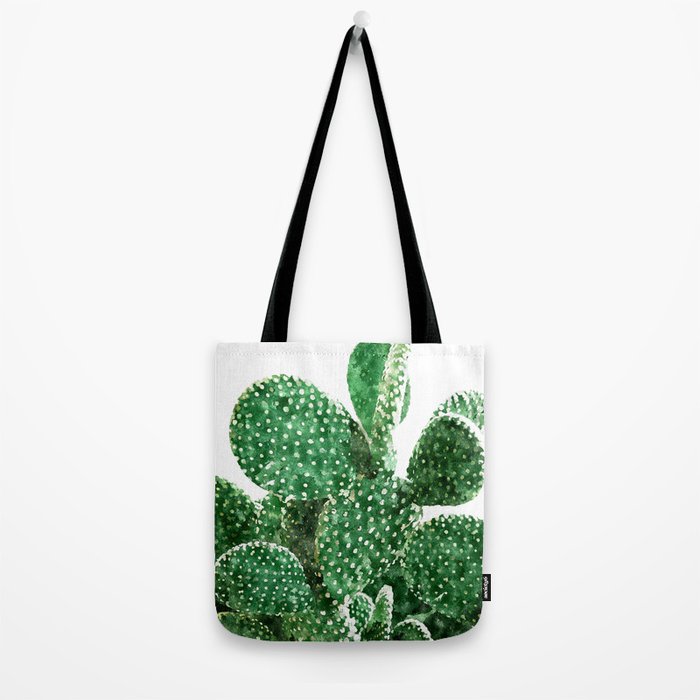 Velvet Cactus | Watercolor Botanical Plants | Minimal Boho Scandinavian Painting Tote Bag Gallery Image 2