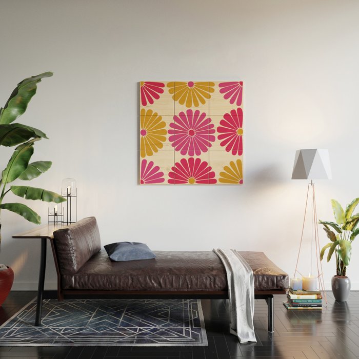 Retro Summer Daisies VII Wood Wall Art Gallery Image 2