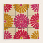 Retro Summer Daisies VII Wood Wall Art Gallery Image 1