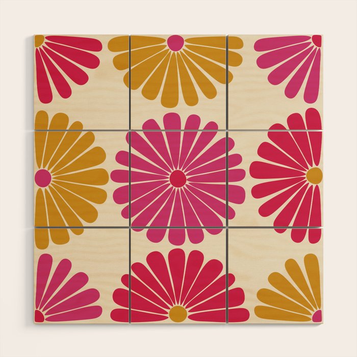 Retro Summer Daisies VII Wood Wall Art Gallery Image 1