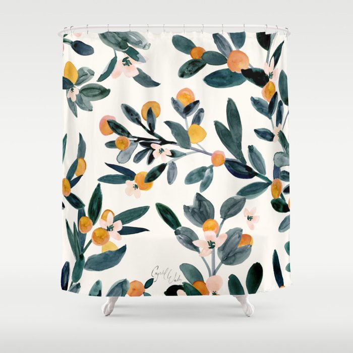 Clementine Sprigs Shower Curtain