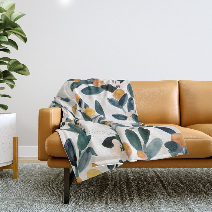 Clementine Sprigs Throw Blanket Gallery Image 1