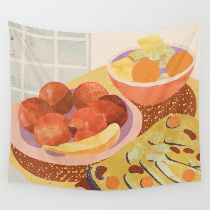 Colorful Dinner Wall Tapestry Gallery Image 1