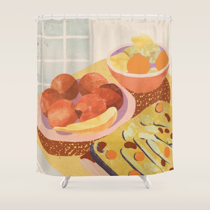 Colorful Dinner Shower Curtain Gallery Image 1