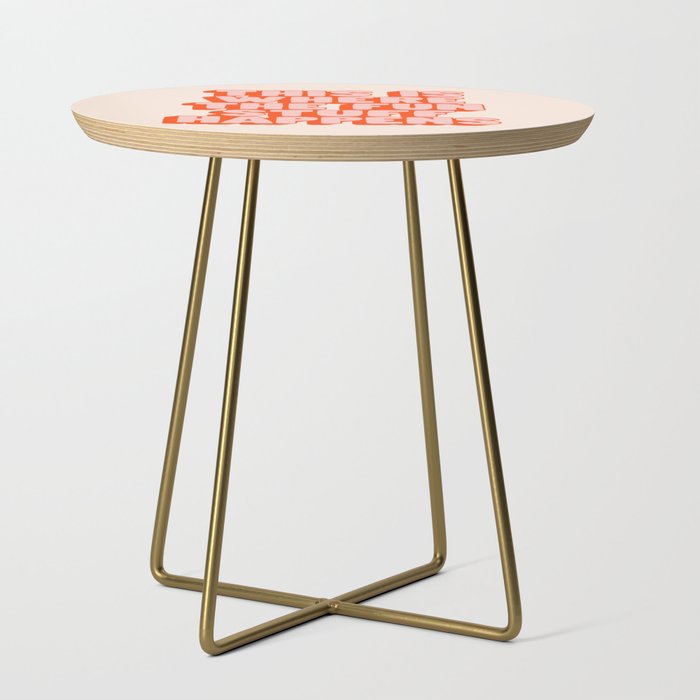 This is Where the Fun Stuff Happens typography print in peach and red Side Table Gallery Image 1