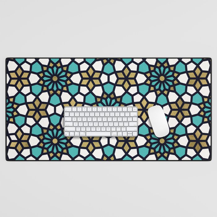 Persian Mosaic - Turquoise & Gold Palette Desk Mat Gallery Image 1