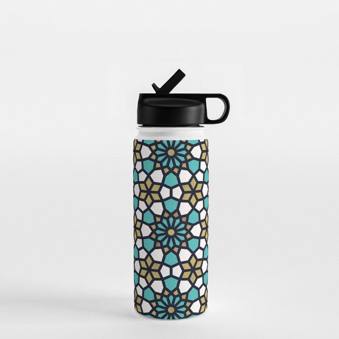 Persian Mosaic - Turquoise & Gold Palette Water Bottle Gallery Image 1