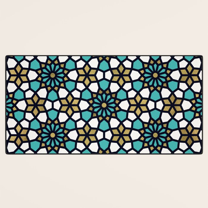 Persian Mosaic - Turquoise & Gold Palette Desk Mat Gallery Image 3