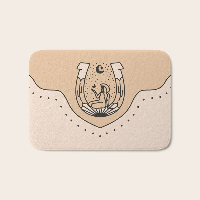 Good Fortune Gal - Neutral & Black Bath Mat Gallery Image 1