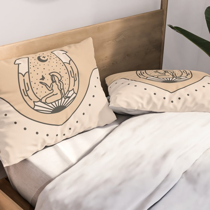 Good Fortune Gal - Neutral & Black Pillow Sham Gallery Image 2