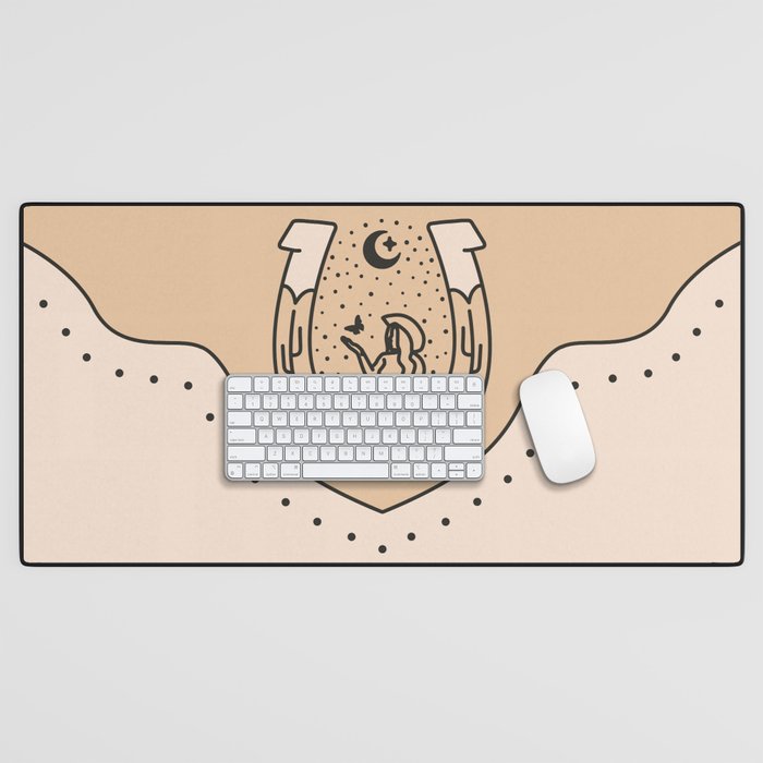 Good Fortune Gal - Neutral & Black Desk Mat Gallery Image 1