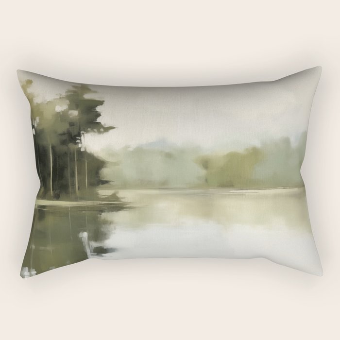 Sage Forest Lake Rectangular Pillow Gallery Image 2