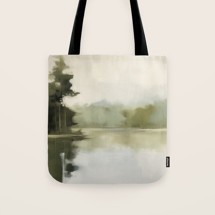 Sage Forest Lake Tote Bag Gallery Image 1