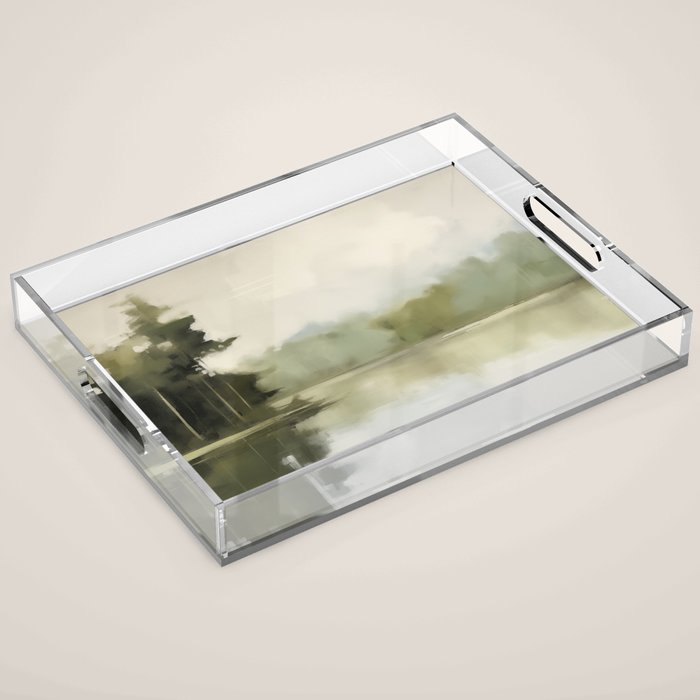 Sage Forest Lake Acrylic Tray Gallery Image 1
