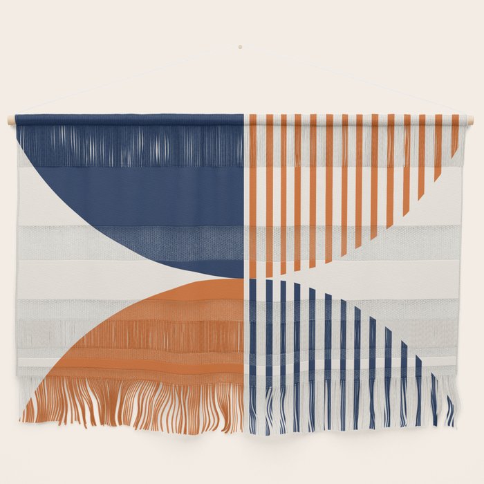 Abstraction Shapes 135 in Navy Blue Orange (Moon Phase Abstract)  Wall Hanging Gallery Image 1