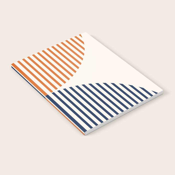 Abstraction Shapes 135 in Navy Blue Orange (Moon Phase Abstract)  Notebook Gallery Image 2