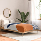 Abstraction Shapes 135 in Navy Blue Orange (Moon Phase Abstract)  Comforter Gallery Image 2