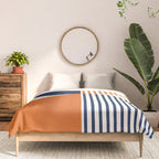 Abstraction Shapes 135 in Navy Blue Orange (Moon Phase Abstract)  Comforter Gallery Image 3