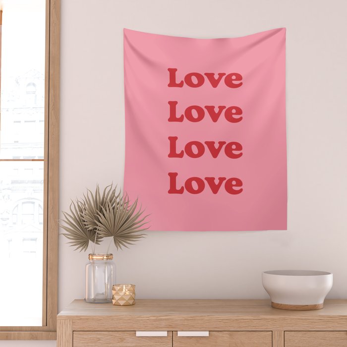 Love - pink and red Wall Tapestry Gallery Image 2