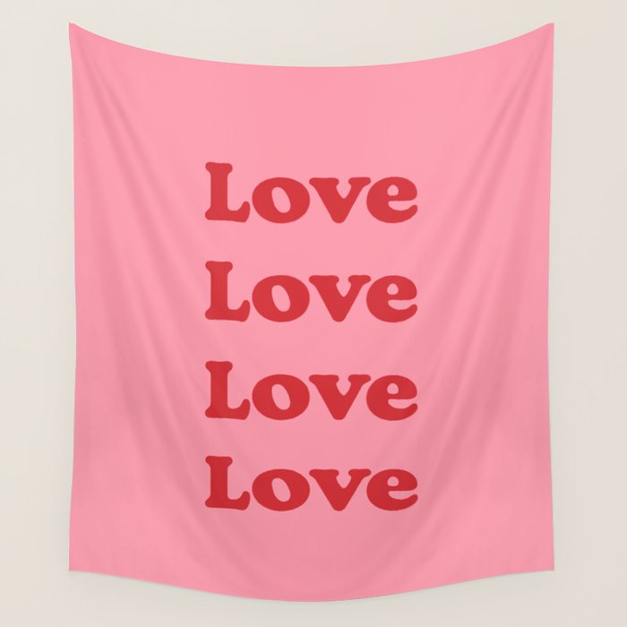 Love - pink and red Wall Tapestry Gallery Image 1