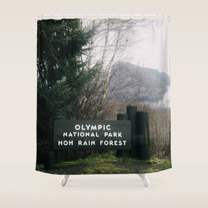 Olympic National Park Hoh Rain Forest Sign Shower Curtain Gallery Image 1