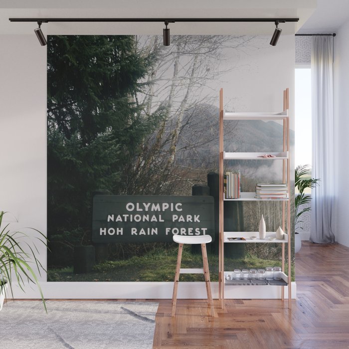 Olympic National Park Hoh Rain Forest Sign Wall Mural Gallery Image 1