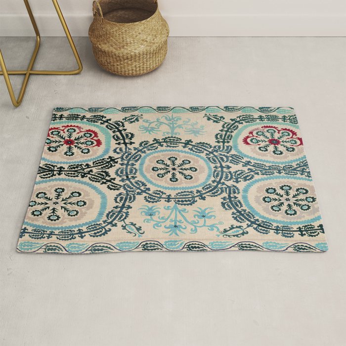 Ferghana Suzani  Northeast Uzbekistan Embroidery Print Rug Gallery Image 1